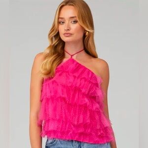 Pink 4SI3NNA Frilly Sleeveless Top
